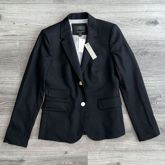 J. Crew Jackets & Blazers - NWT J.CREW Schoolboy Blazer Womens Size 4 Wool Black Gold Buttons Preppy Classic